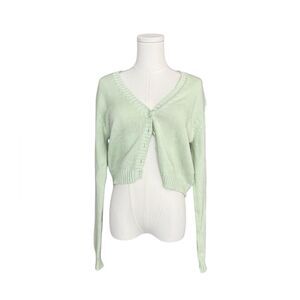 Brandy Melville 100% cotton pastel green knit cropped cozy cardigan sweater XS-M